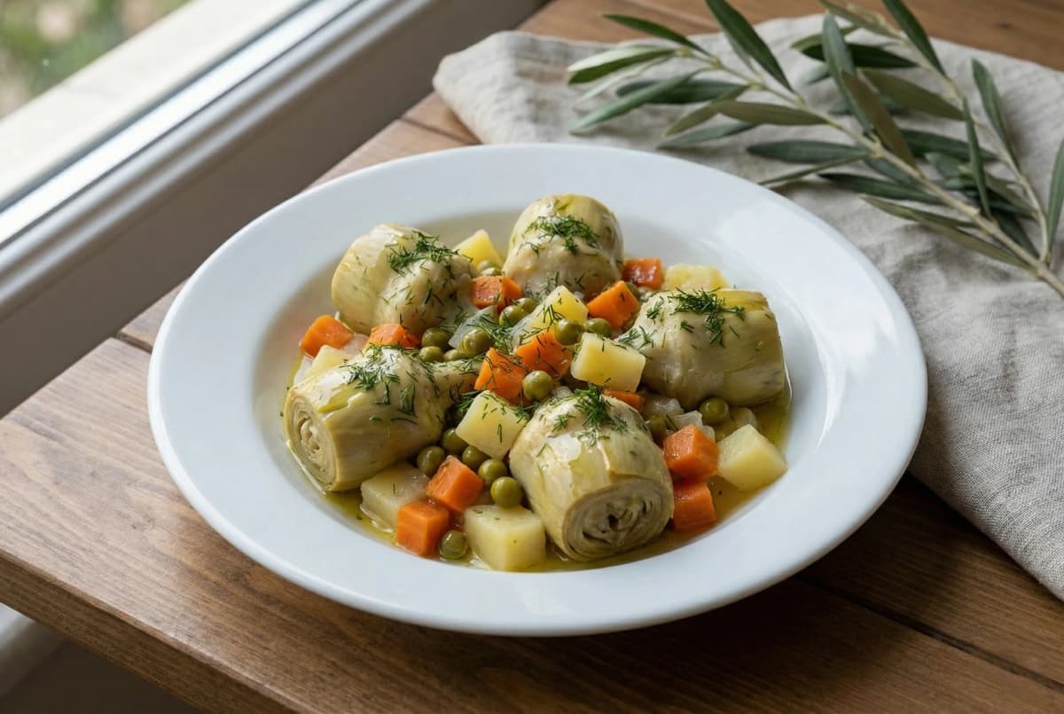 Zeytinyağlı Garnitürlü Enginar Kalbi